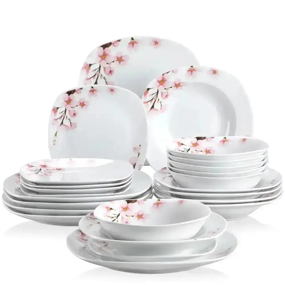 Ett komplett dinnerware-set med rosa körsbärsblommor för CHERRY - Servis - 48 delar