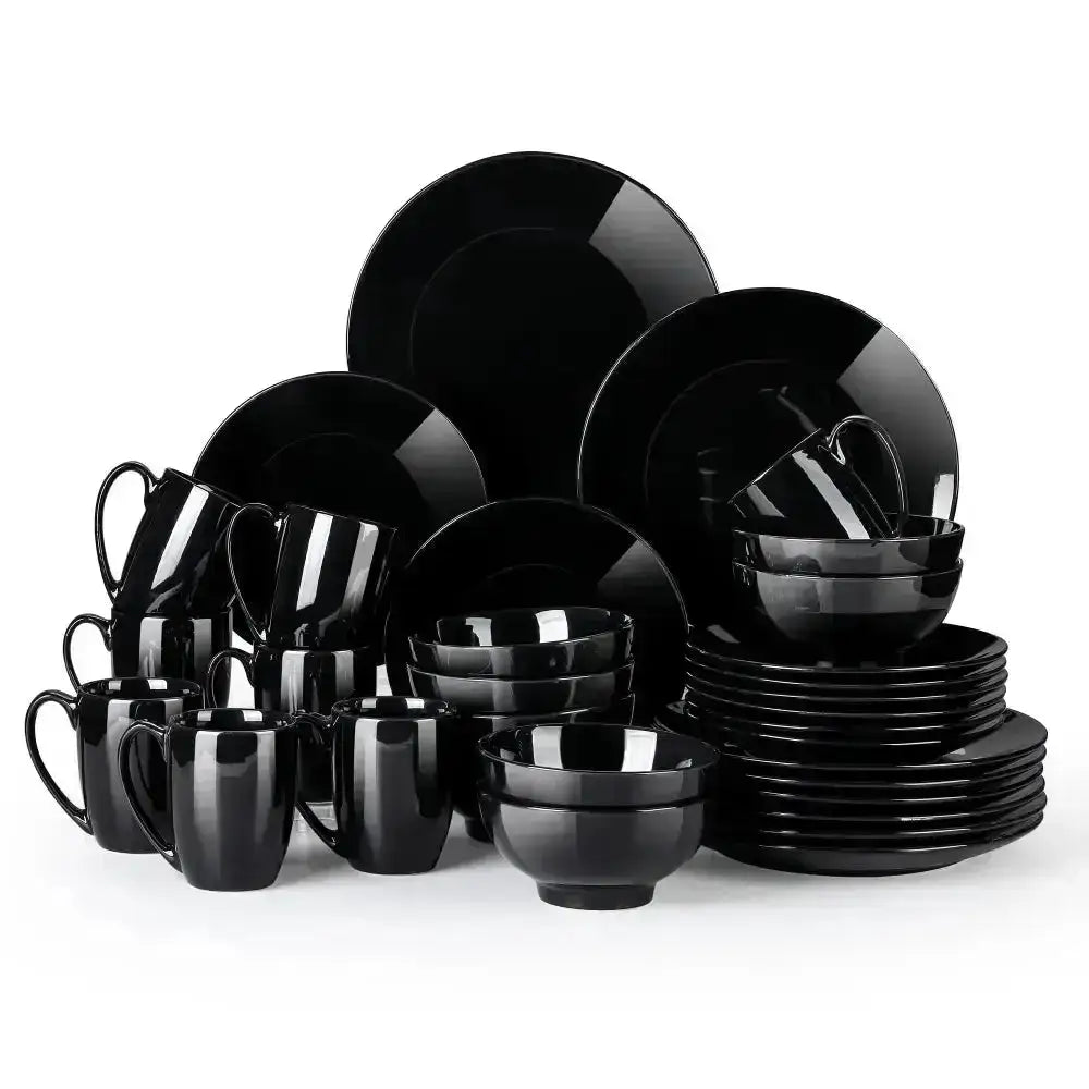 Hanna svarts dinnerware set med 32 delar för elegant middagsdukning