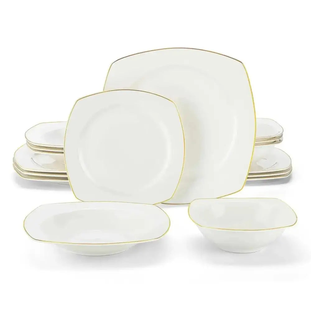 Vit dinnerware set med guldkant från RAFAEL - Servis - 16 delar
